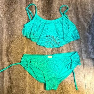 OP Turquoise Lacey Bikini Size M (7-9)